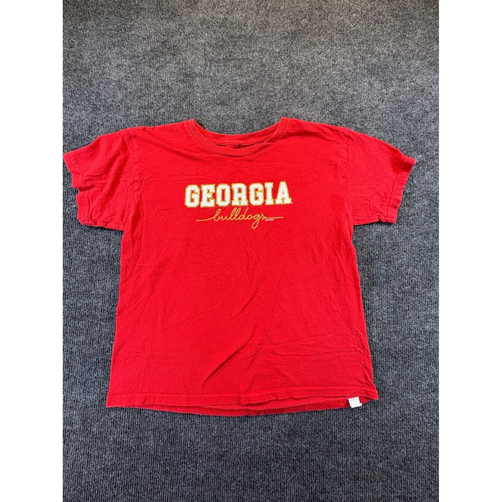 One World Georgia Bulldogs Red Glitter Graphic Tee Short Sleeve Kids Size M